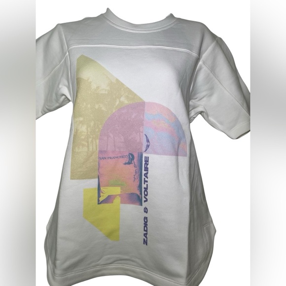 Zadig & Voltaire New NWT Terry Palmer Cotton Blend Tee Size XS - Picture 3 of 6